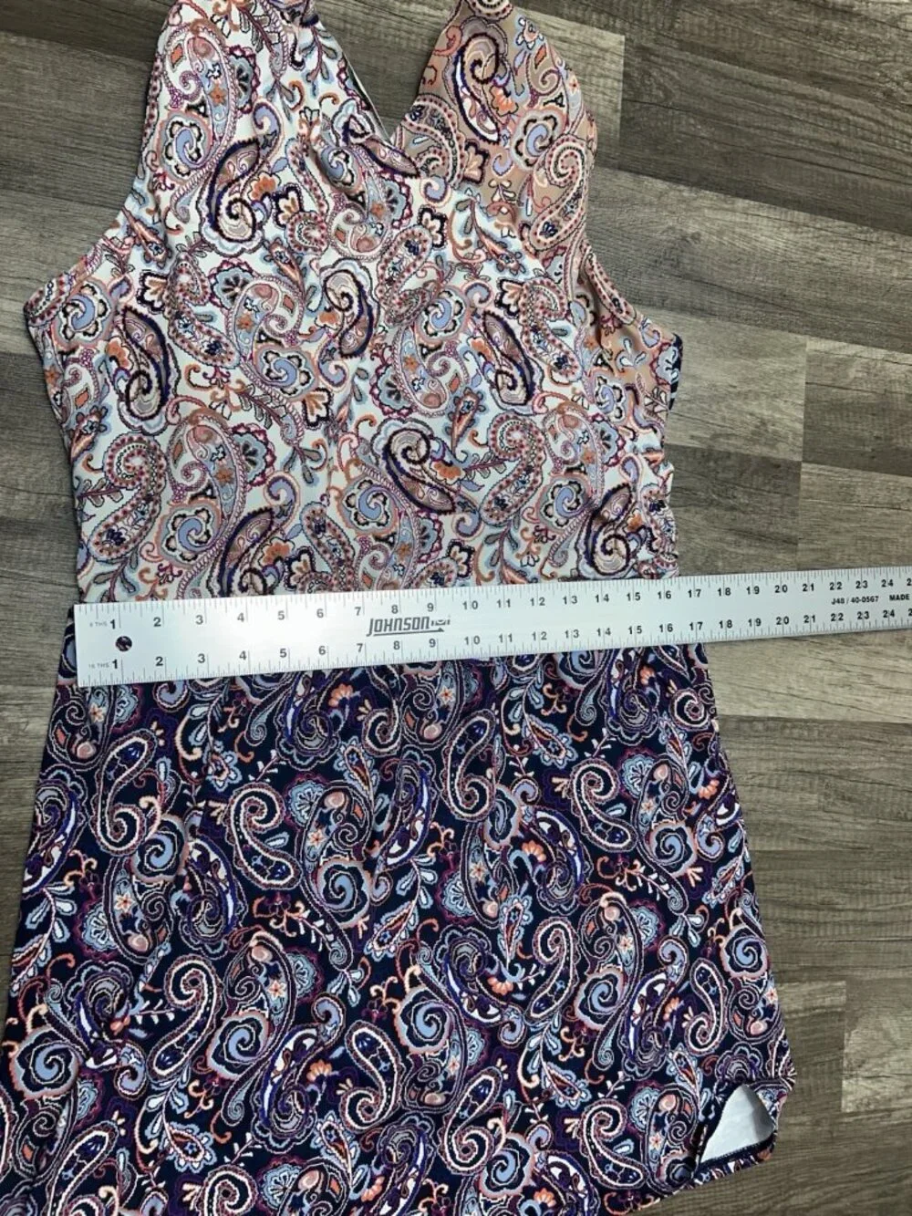 Lands' End Swim Dress Size 20W Long Tummy Control Surplice One-Piece Paisley